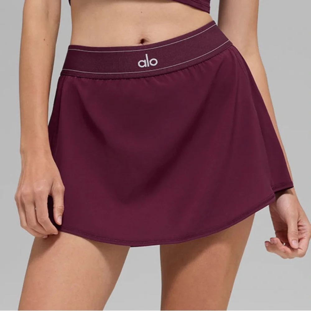 💜ALO💜 BURGUNDY Match Point Tennis Skirt - Picture 6 of 8